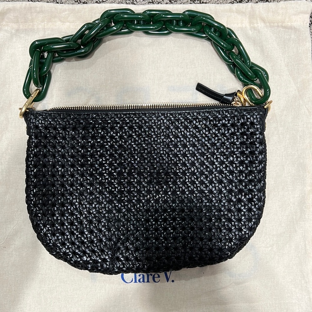 Clare V Petite Moyen Black Rattan Bag